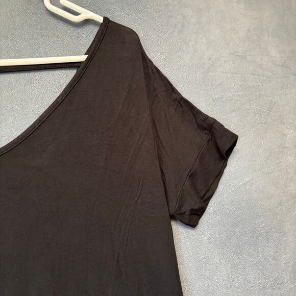 Grecerelle Black Short Sleeve V-Neck Maxi Dress with Pockets Casual Boho Chic - Picture 8 of 14